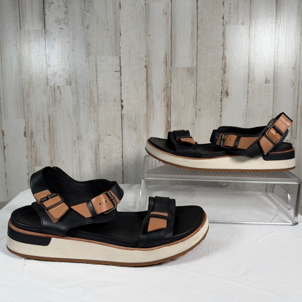 Merrell Roam Buckle platform Sandals Womens Size 8 Black Juno Backstrap Leather